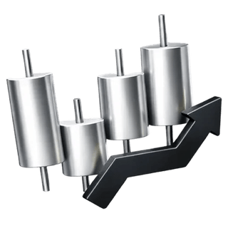 3D-icoon van een candlestick-handelsgrafiek op de over-ons-pagina van Monetra Neural